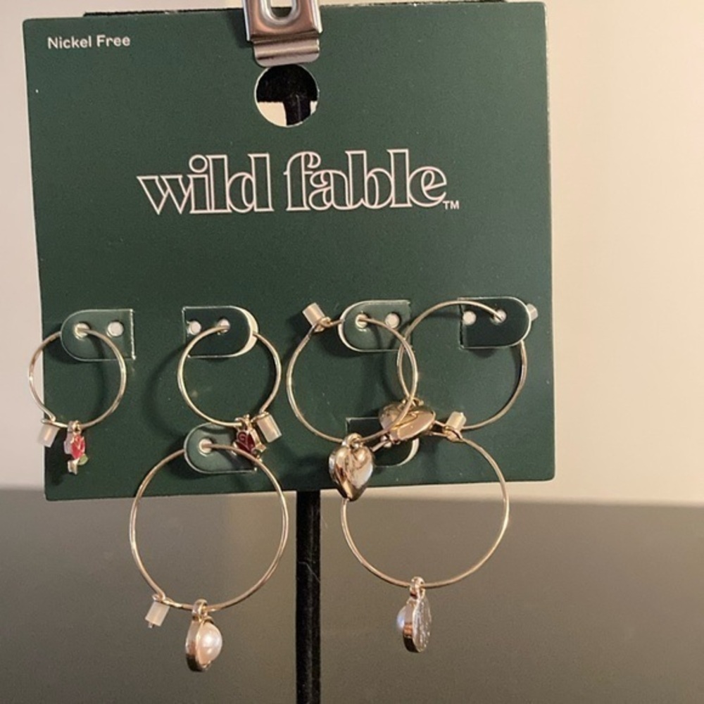 Wild Fable Gold Hoop Earrings with Pearl and Gem Accents